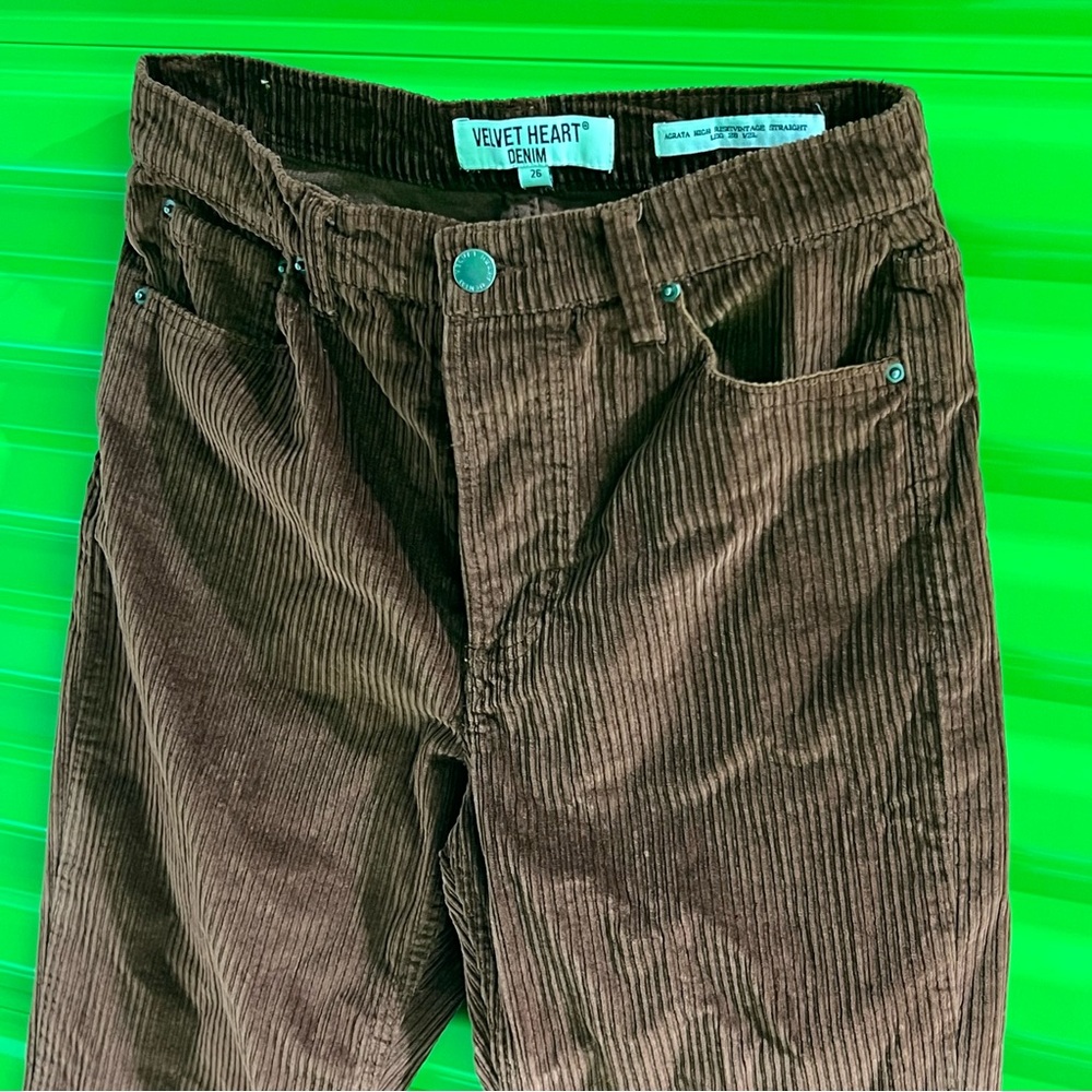 Velvet Heart Agrata High Rise Vintage Straight Leg Corduroy Pants Size 26 x 28.5
